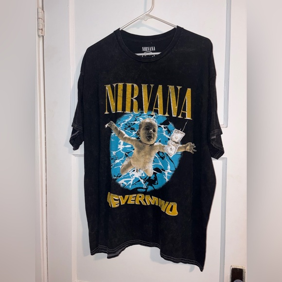 NIRVANA Tops - NIRVANA Black T-Shirt with White Logo